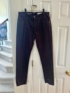 AG Adriano Goldschmied Dark Brown Velvet Stevie High Rise Ankle Pants